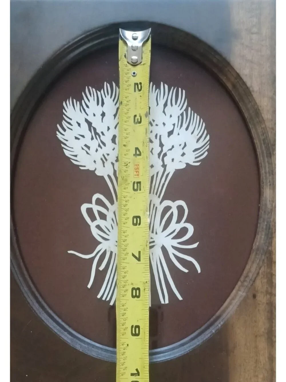 Vintage Wood Frame Folk Art Scherenschnitte Paper Scissor Cut Wheat Sheaf MCM‎